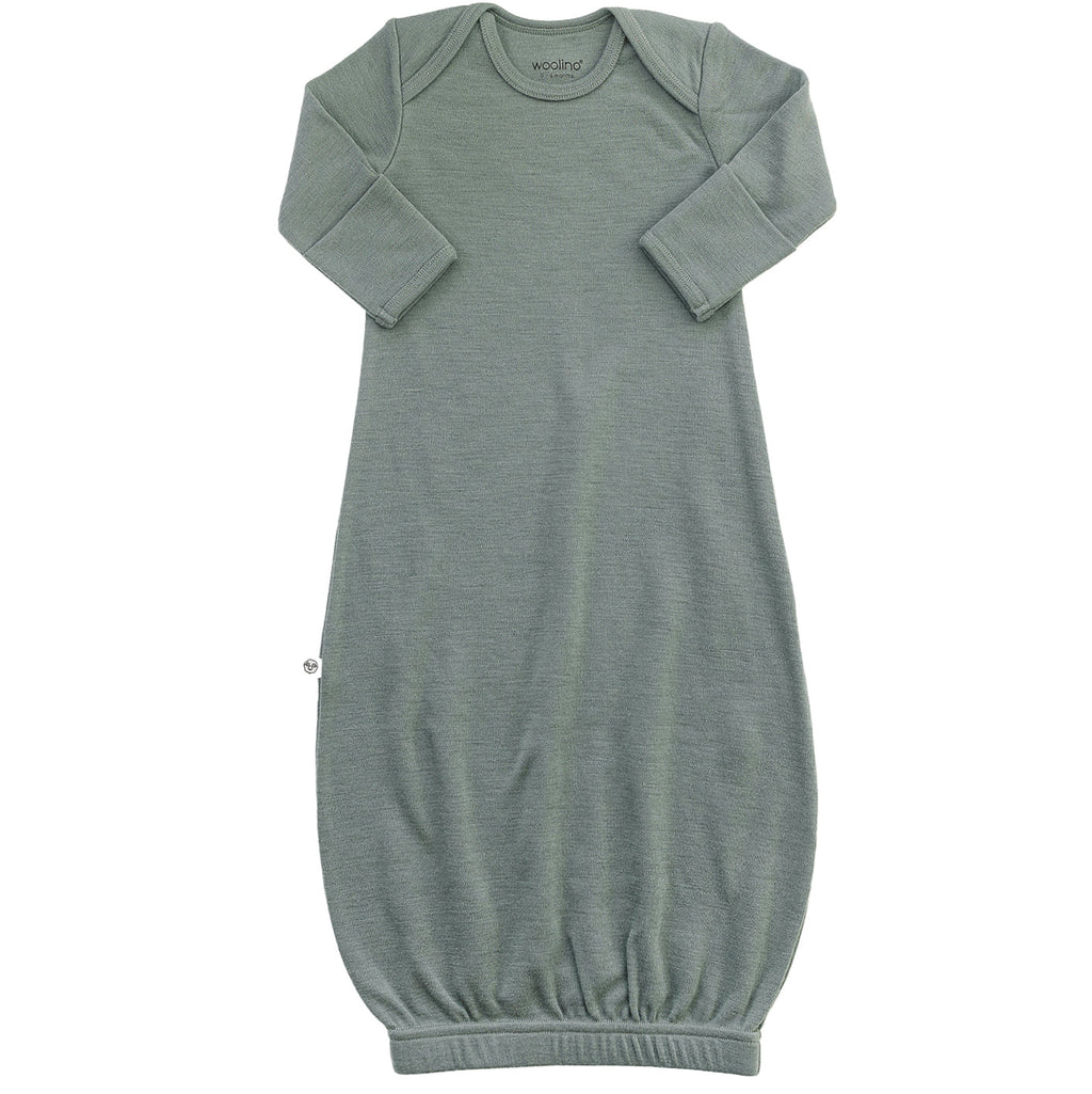 Baby Gown, Merino Wool, 0-6 Months, Sage