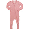 Convertible Baby Romper, Footless Pajamas, Merino Wool, Blush