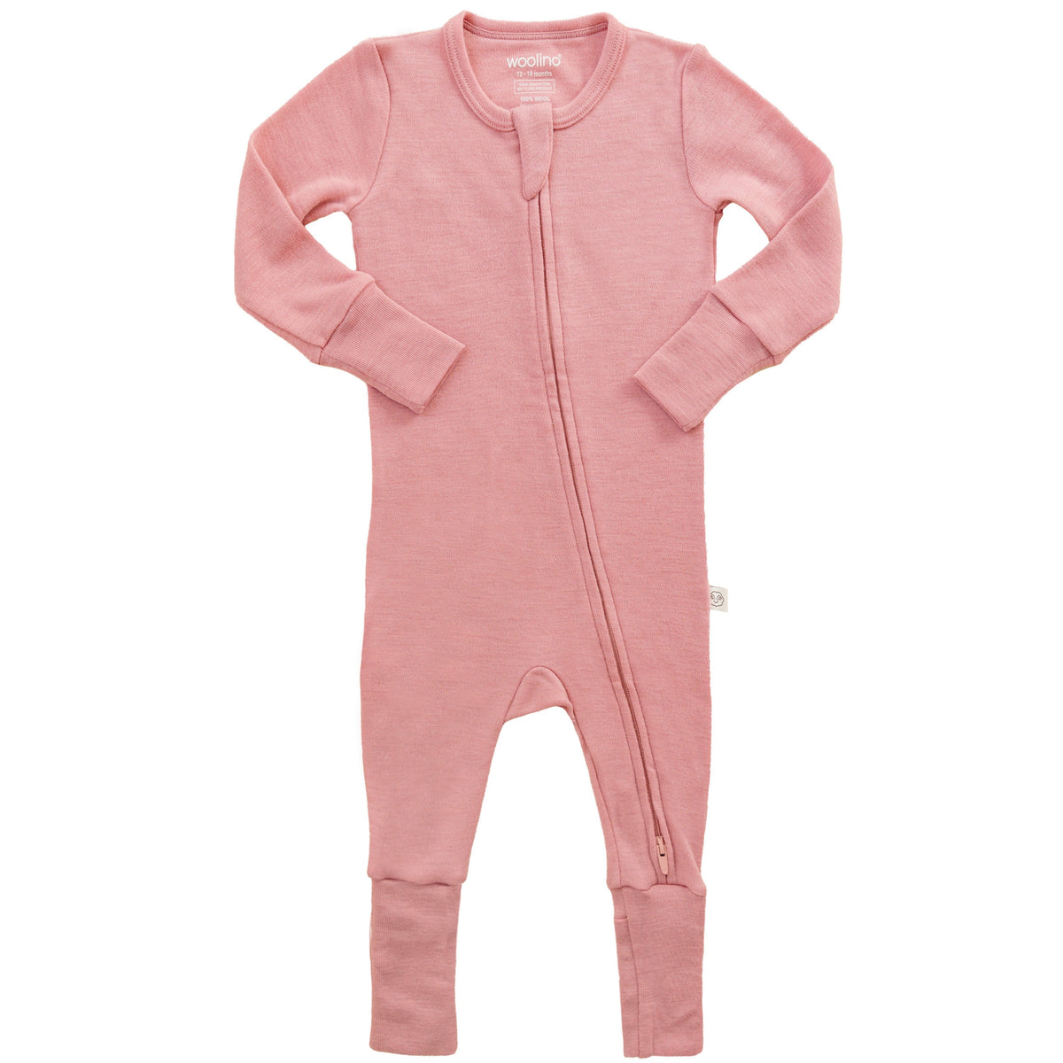 Convertible Baby Romper, Footless Pajamas, Merino Wool, Blush