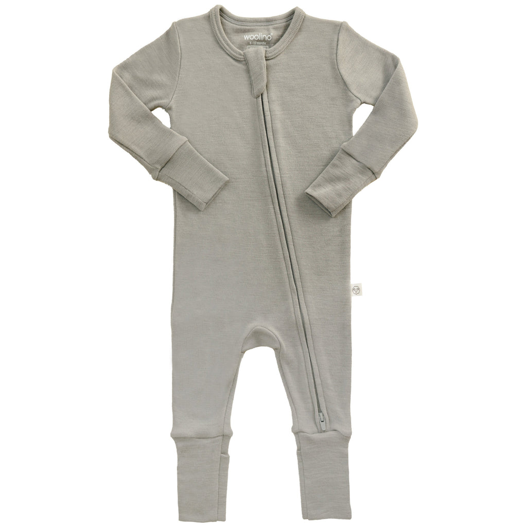 Convertible Baby Romper, Footless Pajamas, Merino Wool, Dove