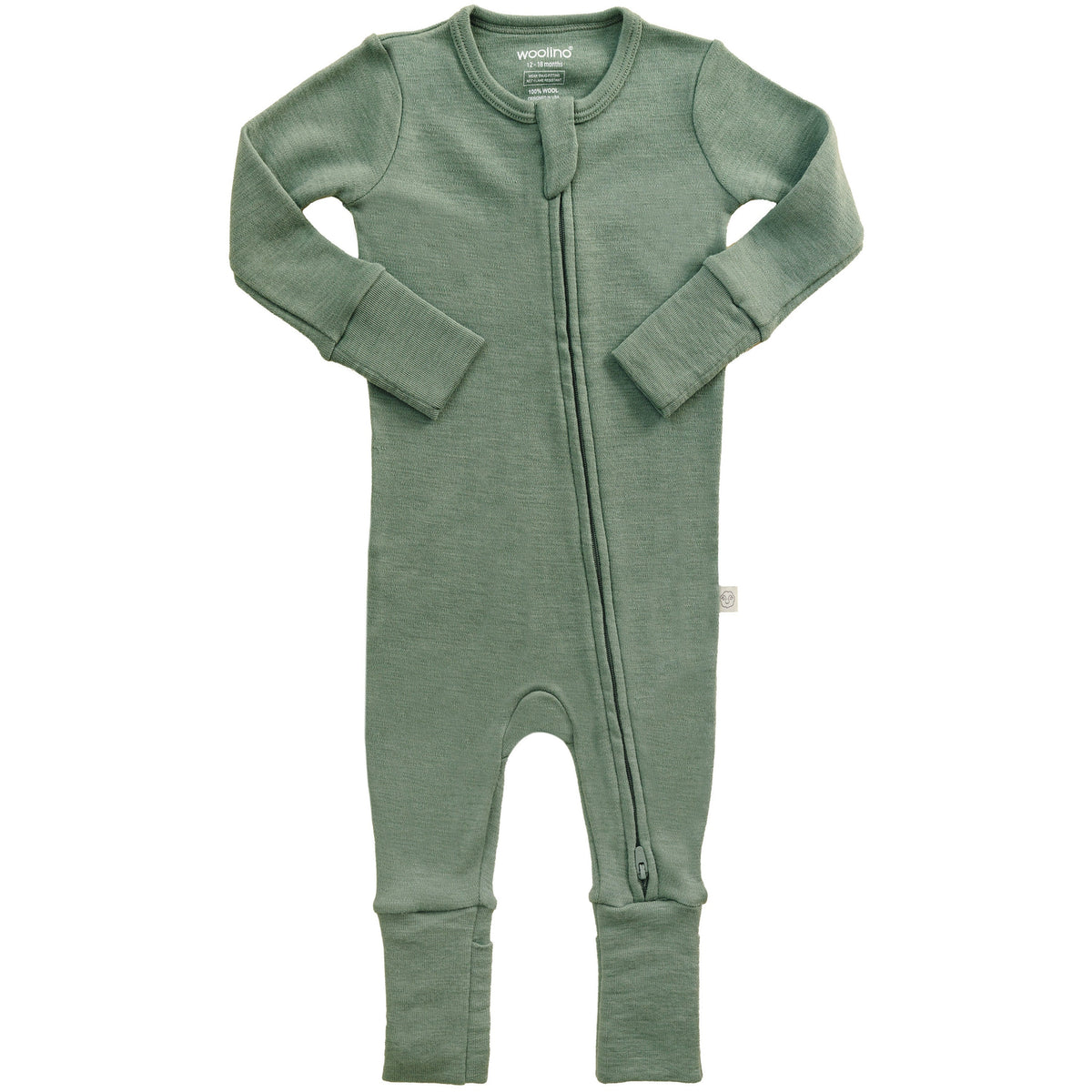 Convertible Baby Romper, Footless Pajamas, Merino Wool, Sage