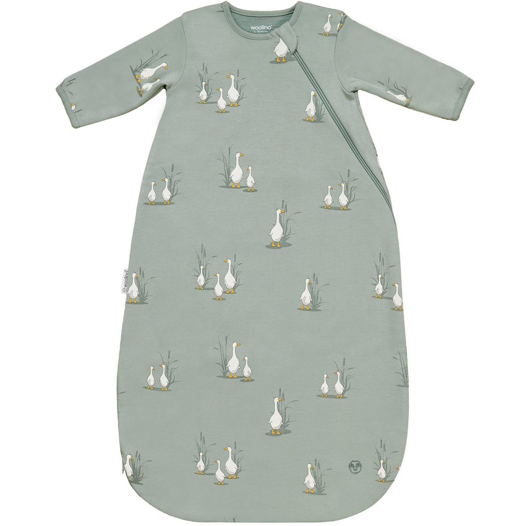 Slumber Sack, Baby Sleep Bag with Sleeves, Merino Wool & Organic Cotton, Goose