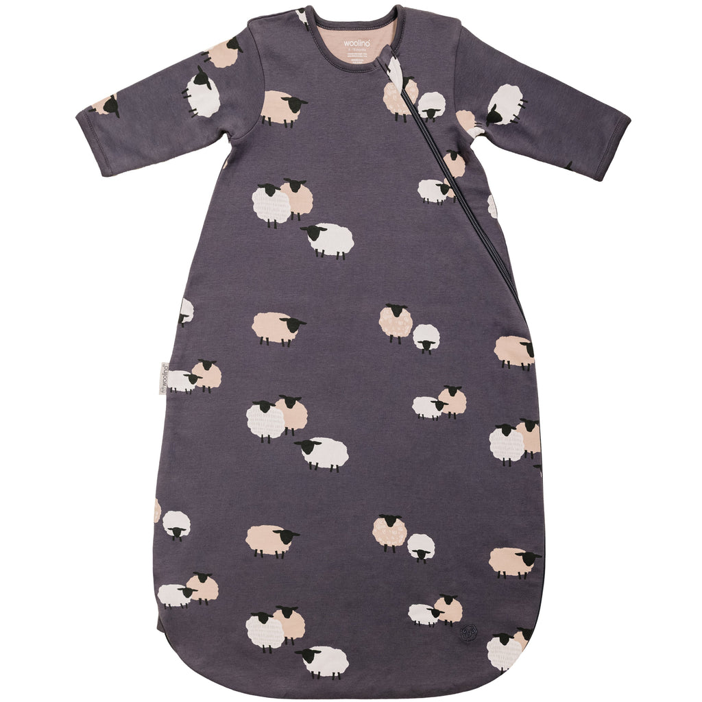 Slumber Sack, Baby Sleep Bag with Sleeves, Merino Wool & Organic Cotton, Sheep Slate