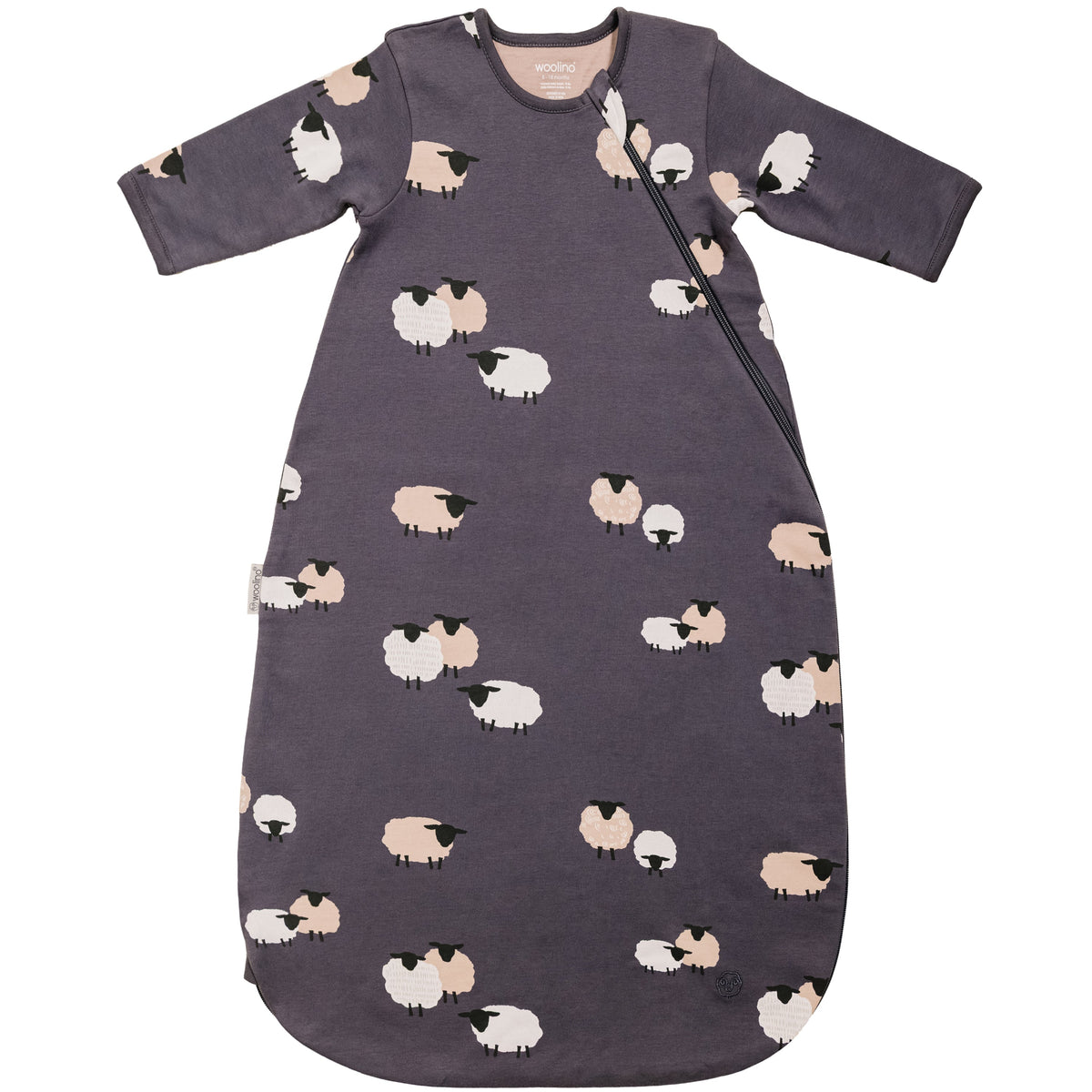 Slumber Sack, Baby Sleep Bag with Sleeves, Merino Wool & Organic Cotton, Sheep Slate