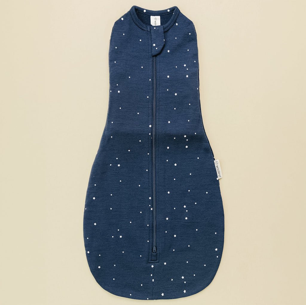 Swaddle Bag, Merino Wool, Newborn to 3 Months, Star Indigo