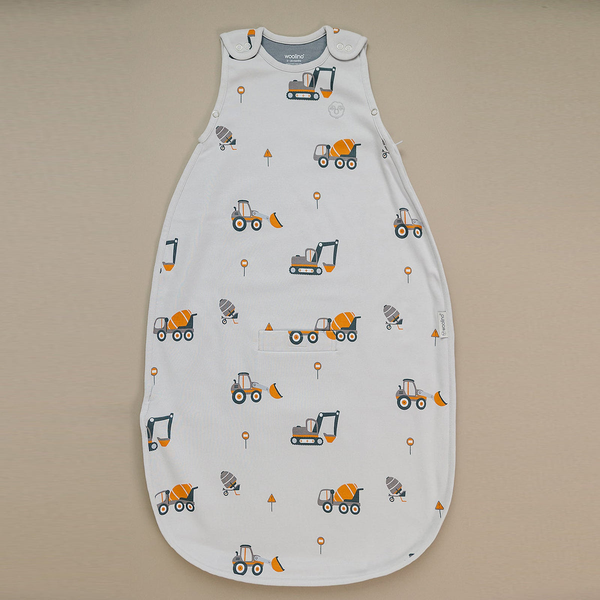 4 Season® Ultimate Baby Sleep Bag, Merino Wool & Organic Cotton, Heavy Machinery