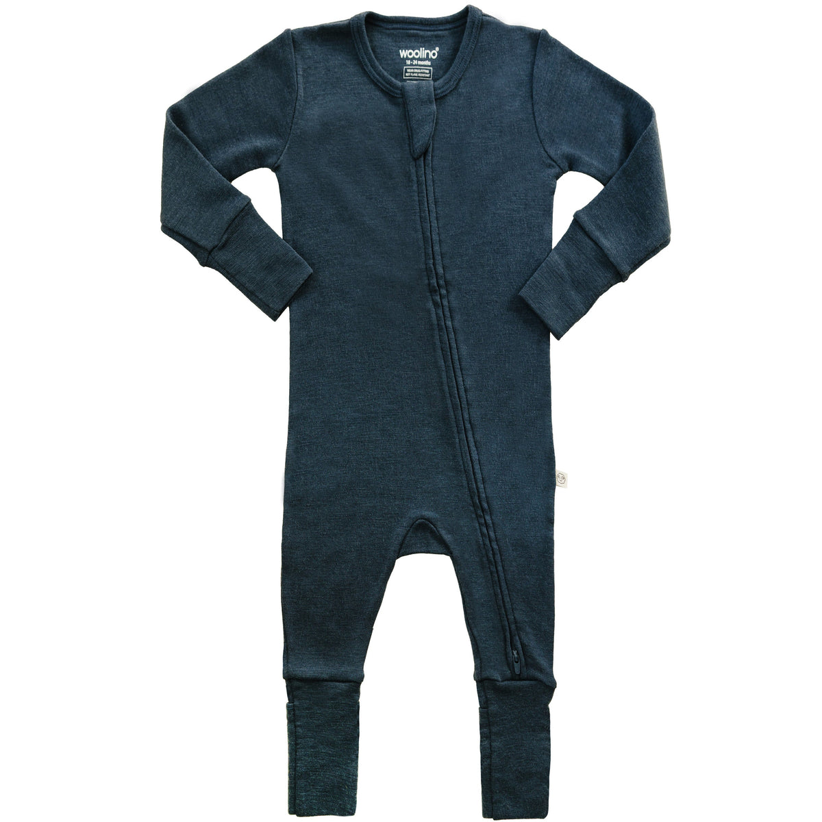 Convertible Baby Romper, Footless Pajamas, Merino Wool, Indigo