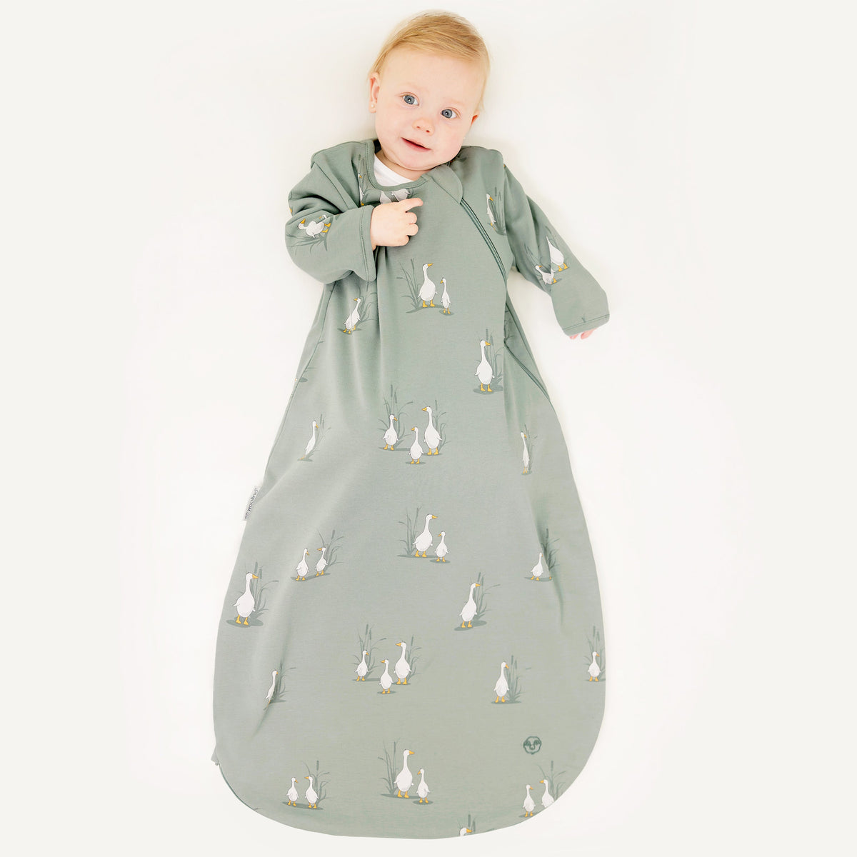 Slumber Sack, Baby Sleep Bag with Sleeves, Merino Wool & Organic Cotton, Goose
