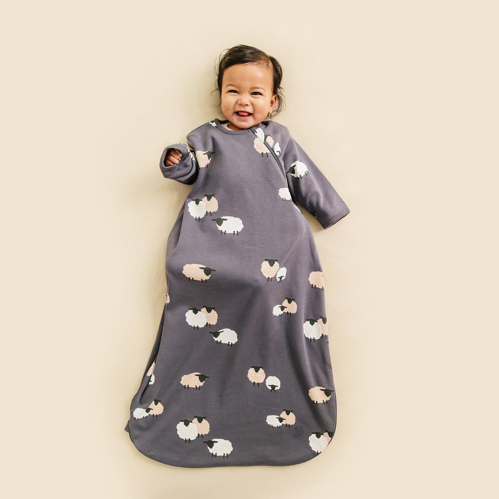 Slumber Sack, Baby Sleep Bag with Sleeves, Merino Wool & Organic Cotton, Sheep Slate