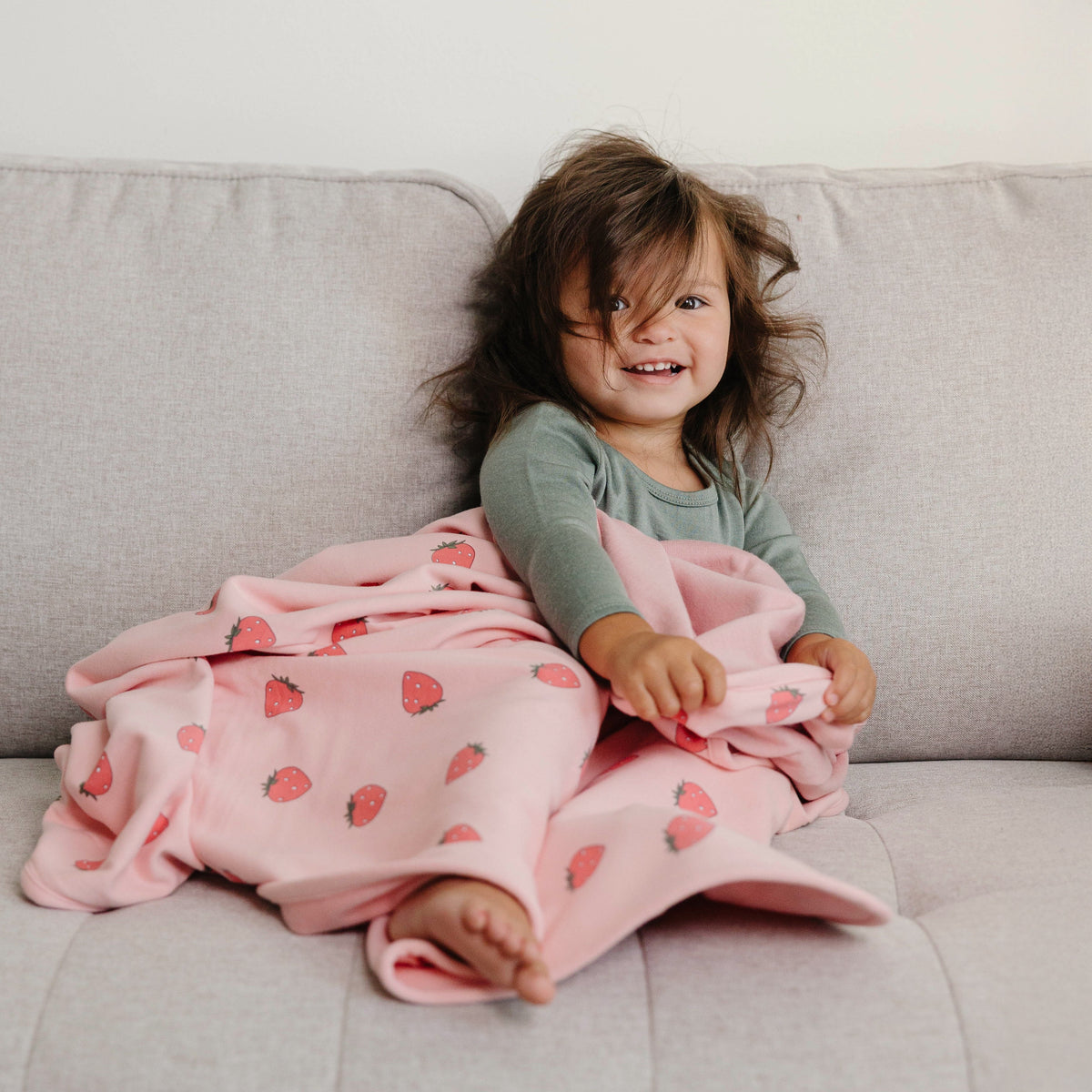 Toddler Blanket, 4 Season® Merino Wool & Organic Cotton Blanket, 52.5" x 40", Strawberry