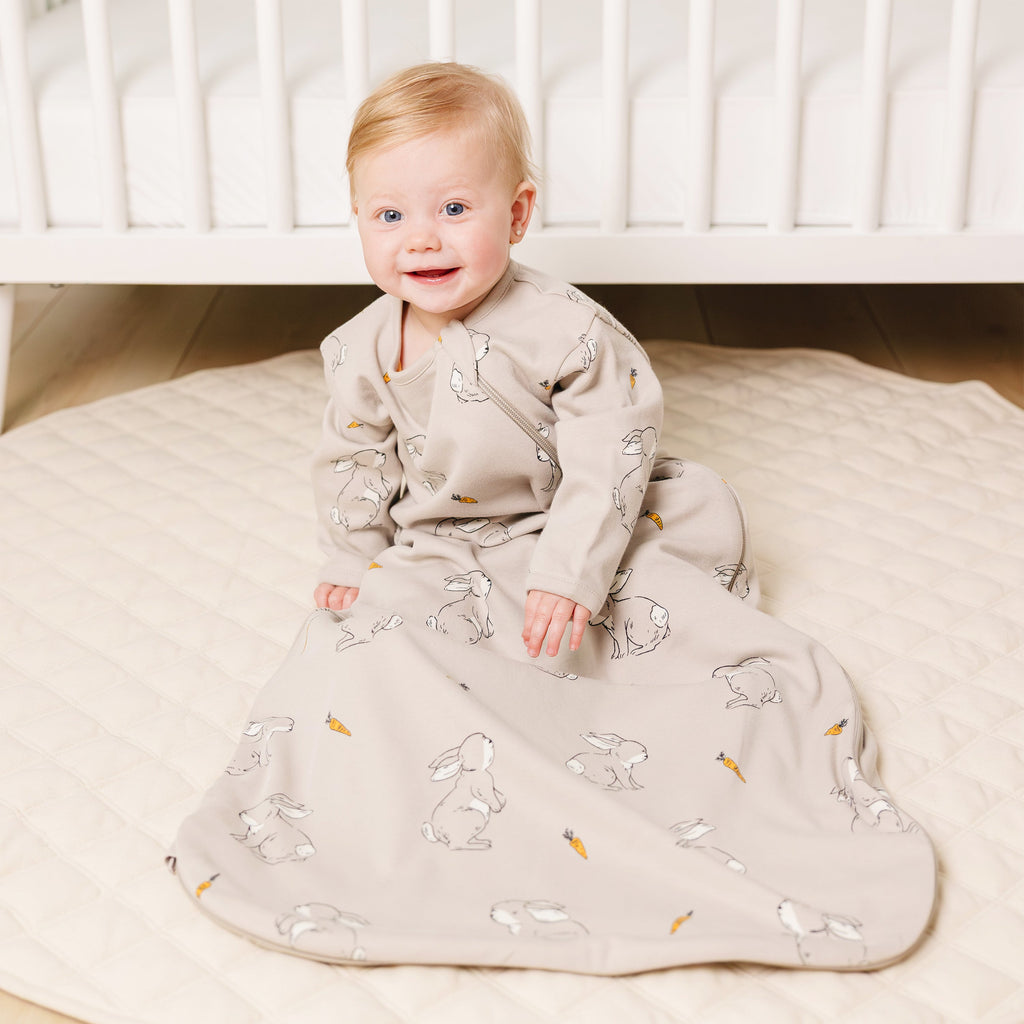 Slumber Sack, Baby Sleep Bag with Sleeves, Merino Wool & Organic Cotton, Bunny