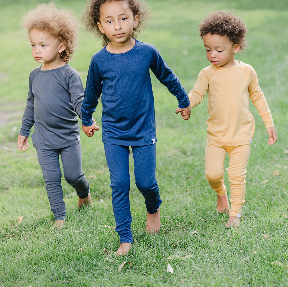 Kids Merino Wool Base Layer, Long Sleeve Top, Deep Blue