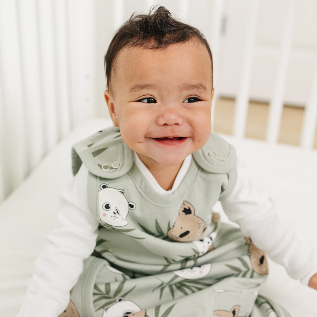 Ecolino® Adjustable Baby Sleep Bag, Organic Cotton, Universal Size: 2 Months - 2 Years, Treetop Safari