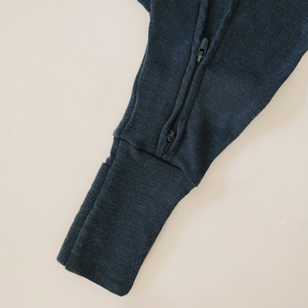 Convertible Baby Romper, Footless Pajamas, Merino Wool, Indigo