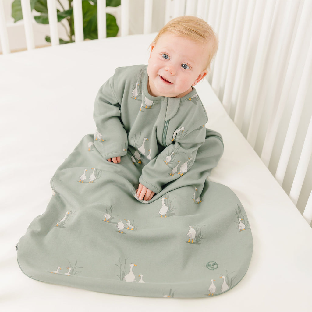Slumber Sack, Baby Sleep Bag with Sleeves, Merino Wool & Organic Cotton, Goose