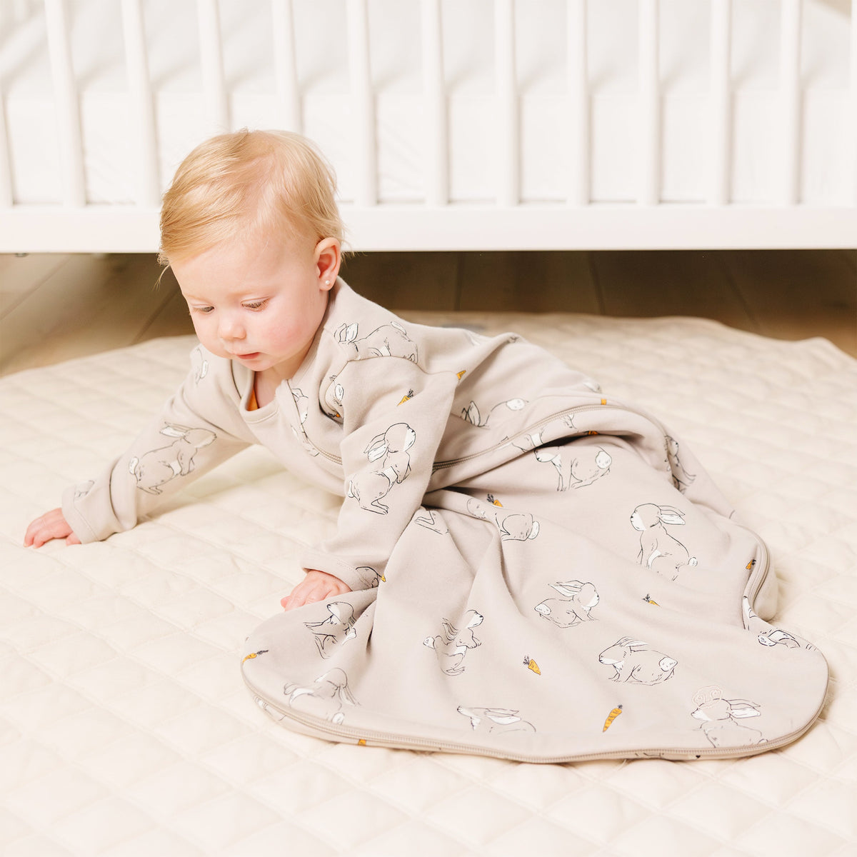 Slumber Sack, Baby Sleep Bag with Sleeves, Merino Wool & Organic Cotton, Bunny