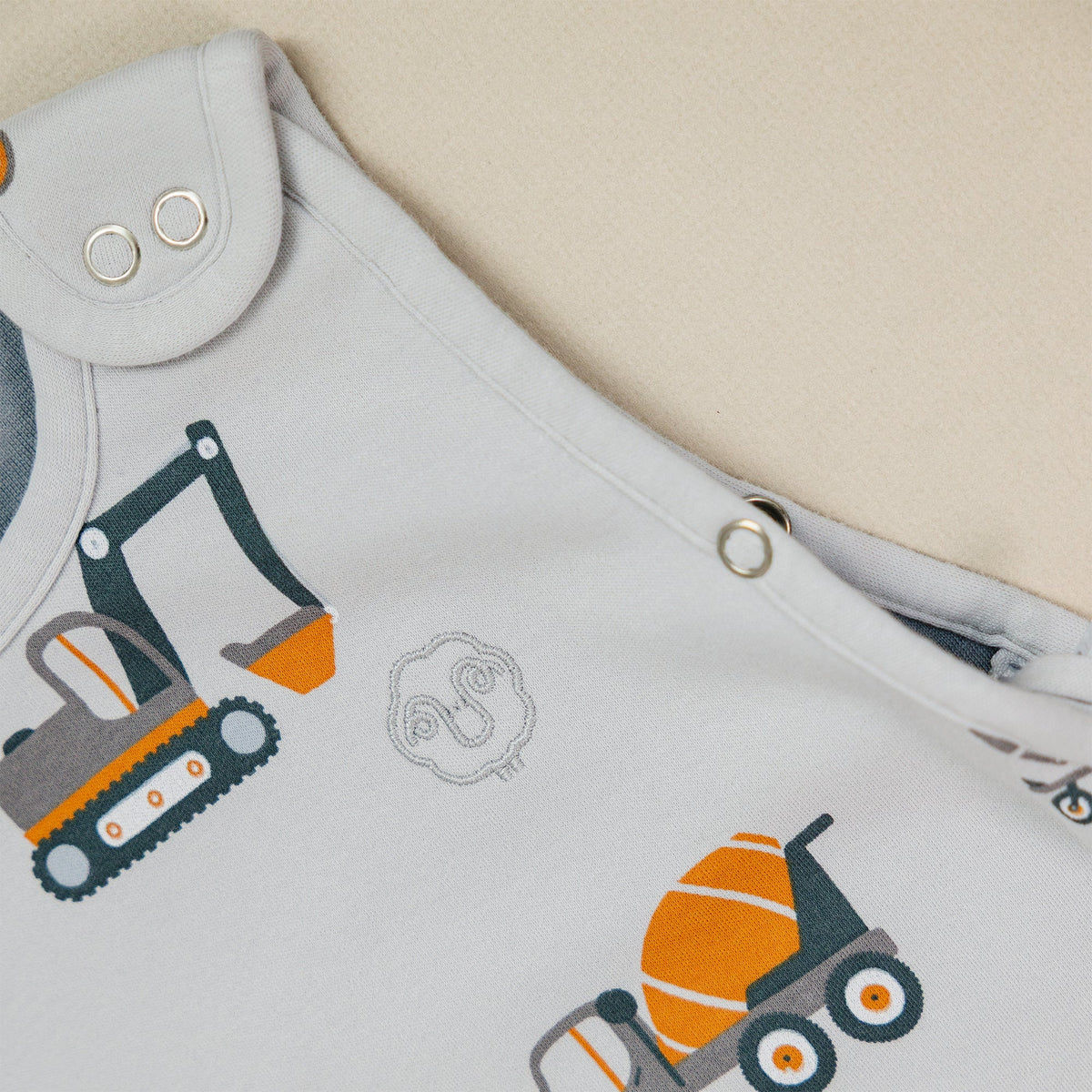 4 Season® Ultimate Baby Sleep Bag, Merino Wool & Organic Cotton, Heavy Machinery