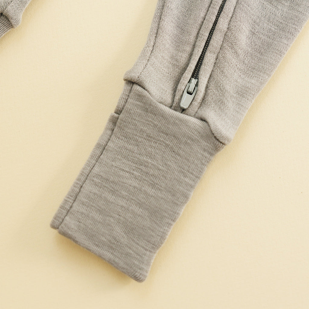 Convertible Baby Romper, Footless Pajamas, Merino Wool, Dove