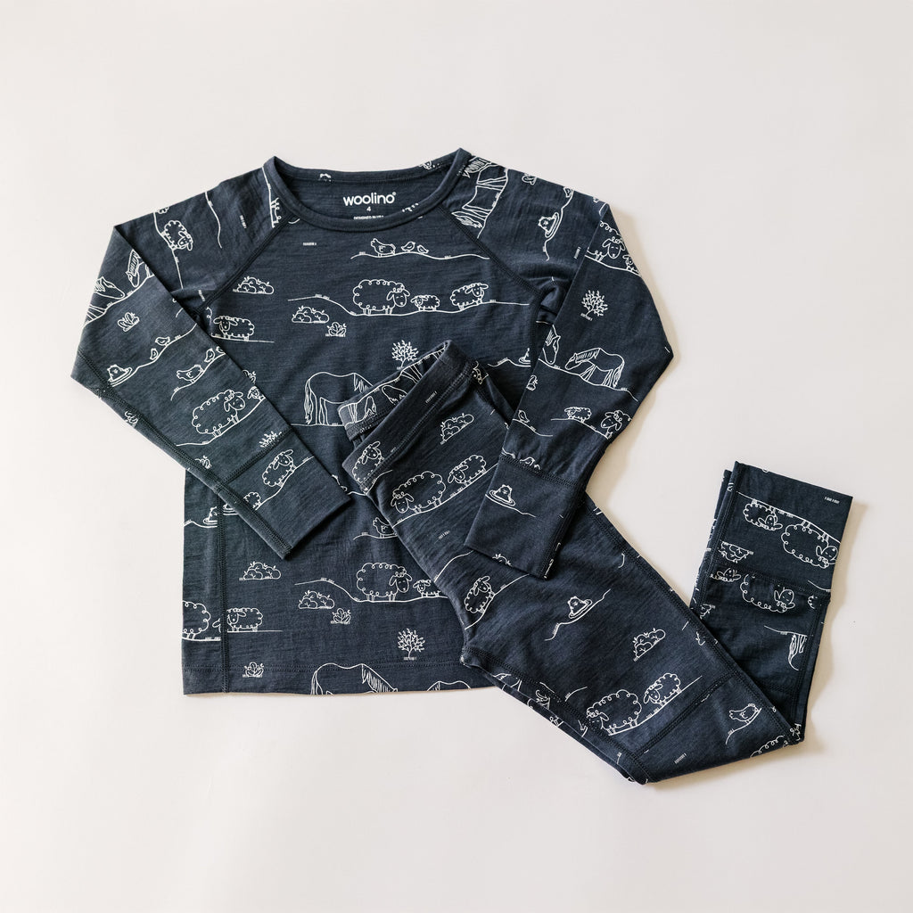 Kids Merino Wool Base Layer, Leggings, Farm