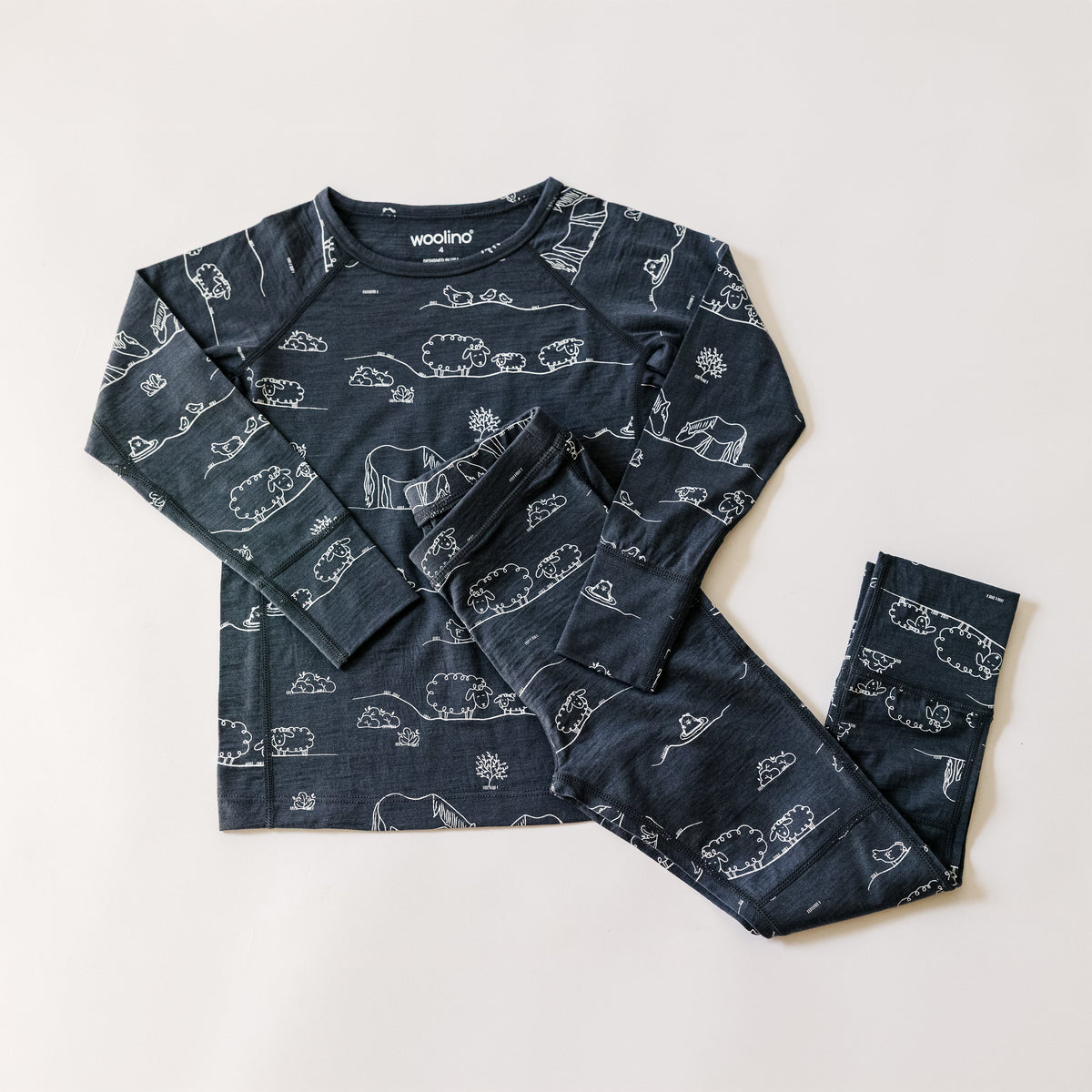 Kids Merino Wool Base Layer, Leggings, Farm