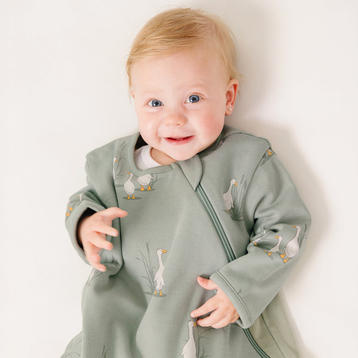 Slumber Sack, Baby Sleep Bag with Sleeves, Merino Wool & Organic Cotton, Goose
