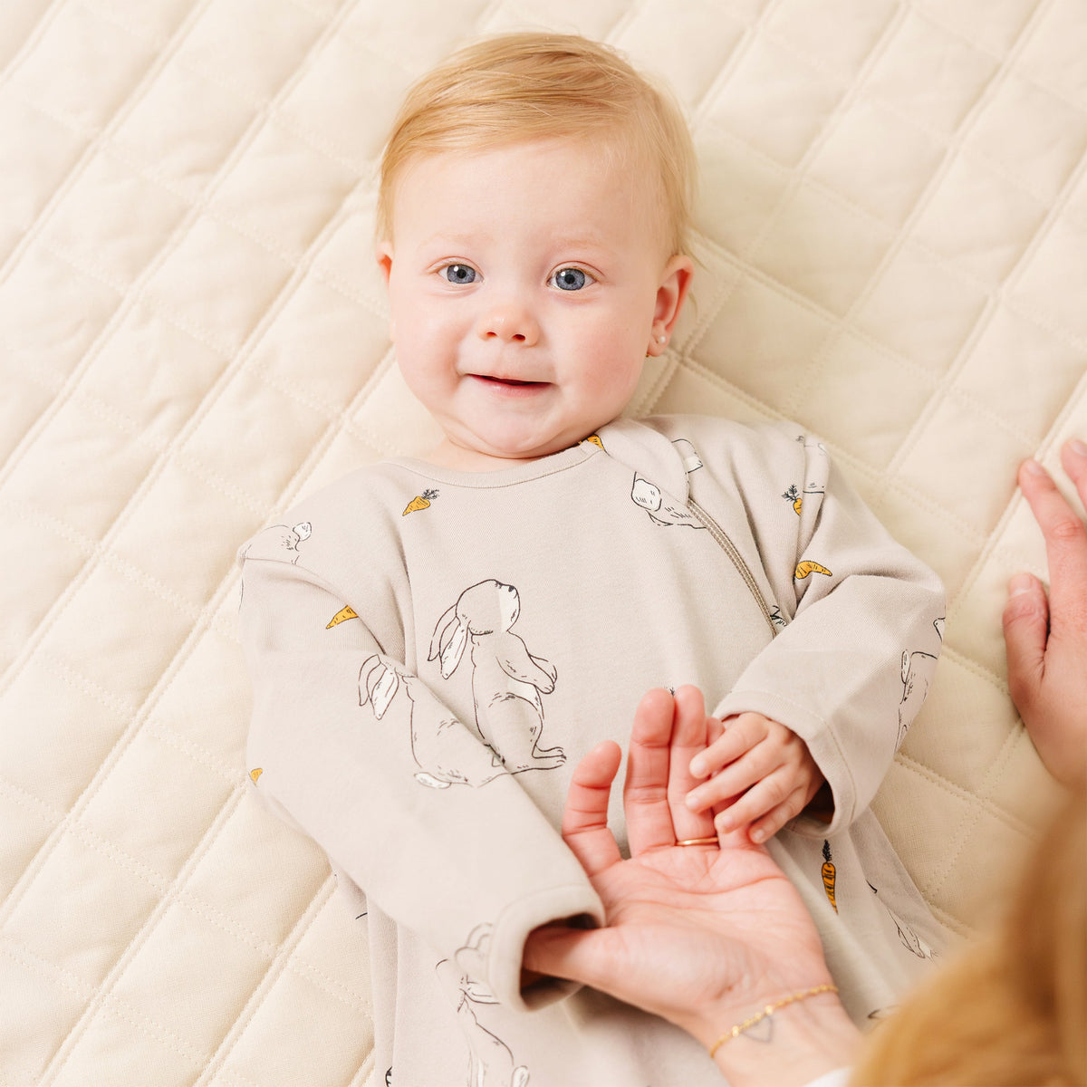 Slumber Sack, Baby Sleep Bag with Sleeves, Merino Wool & Organic Cotton, Bunny