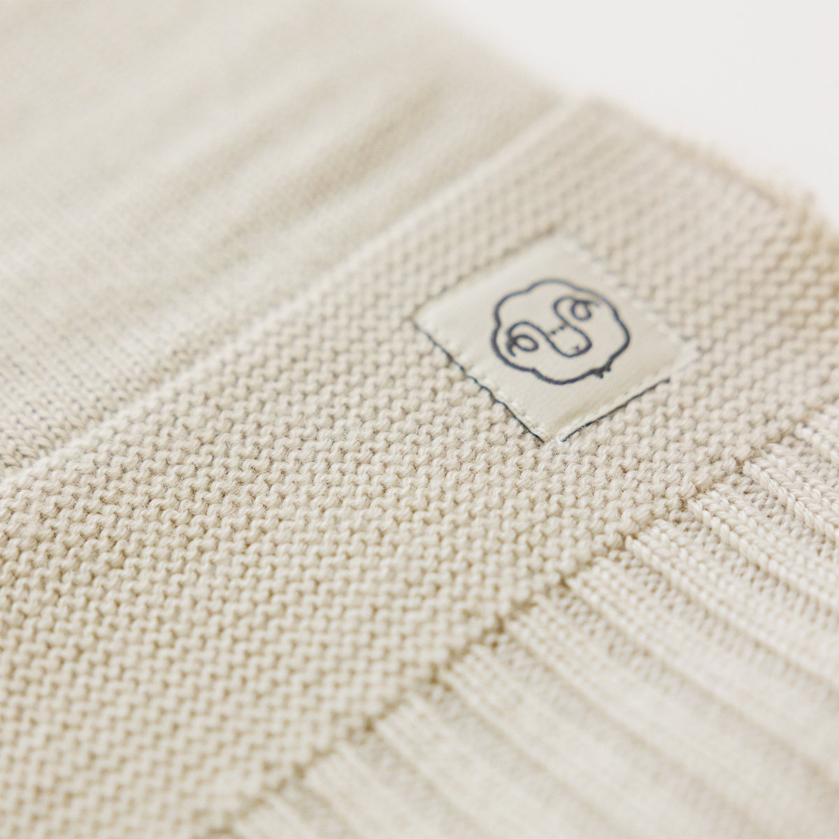 Knitted Baby Blanket, 100% Merino Wool, 31.5" x 40", Almond