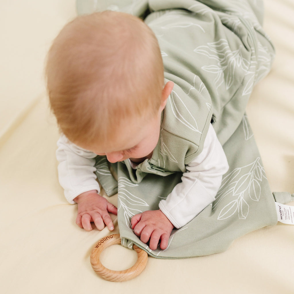 Lovey, Merino Wool and Organic Cotton with Removable Teething Ring, Sage