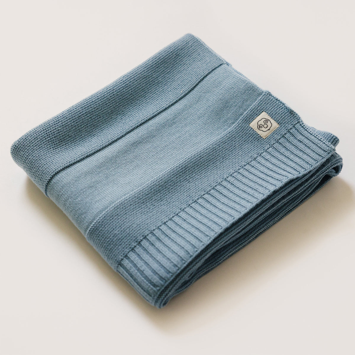 Knitted Baby Blanket, 100% Merino Wool, 31.5" x 40", Lullaby Blue