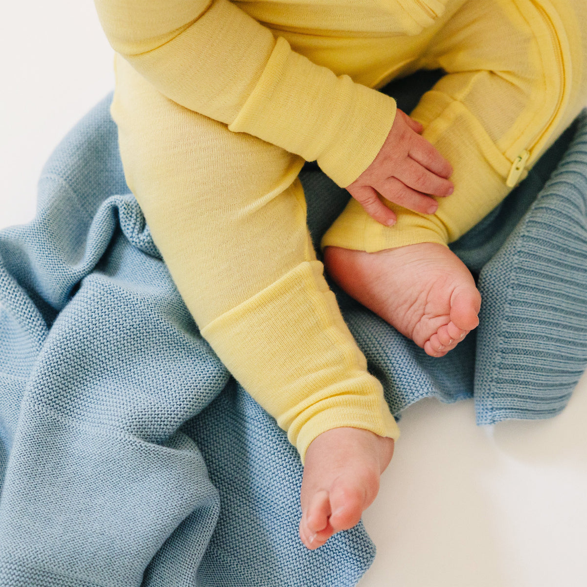 Convertible Baby Romper, Footless Pajamas, Merino Wool, Banana