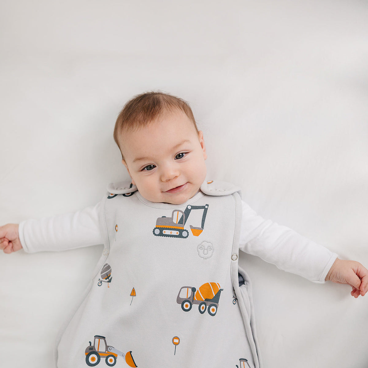 4 Season® Ultimate Baby Sleep Bag, Merino Wool & Organic Cotton, Heavy Machinery