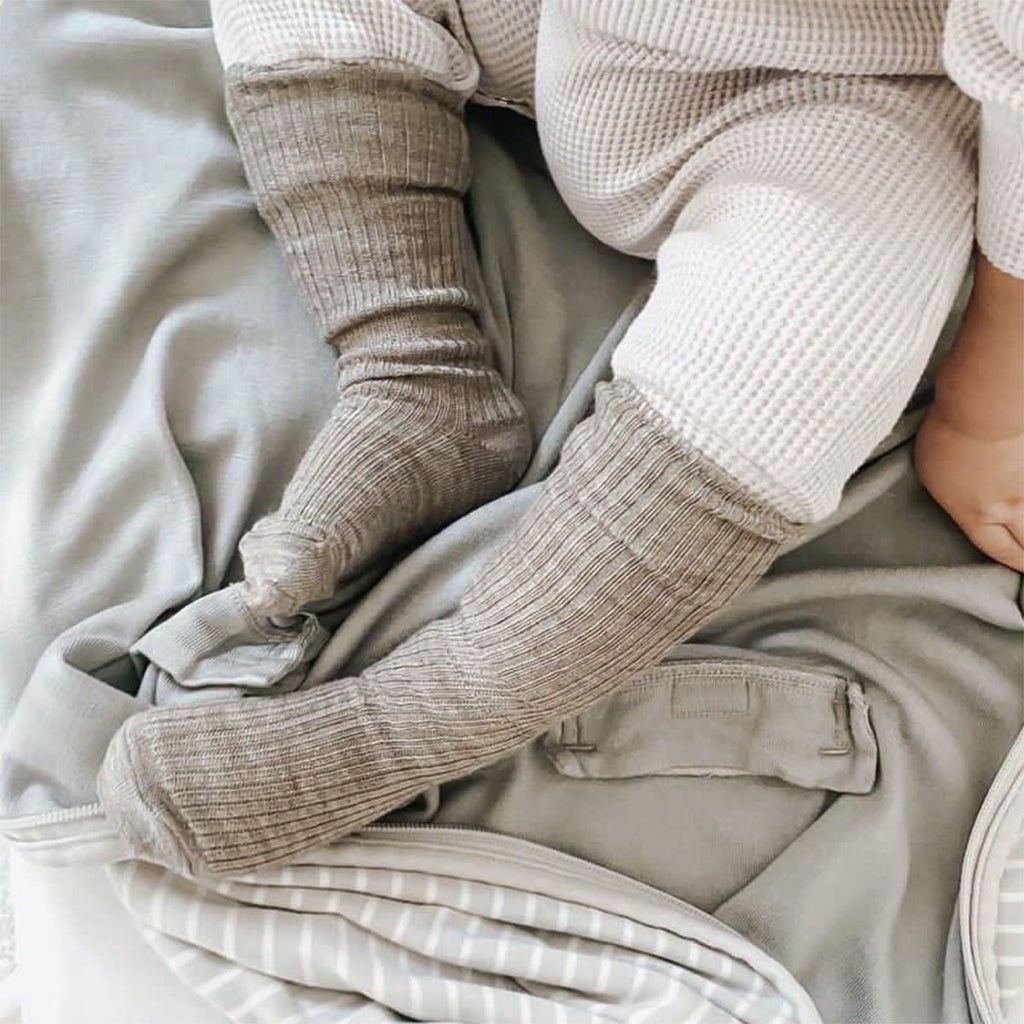 Wool Socks, Baby and Toddler, Brown-Gray & White