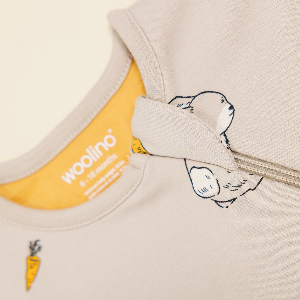 Slumber Sack, Baby Sleep Bag with Sleeves, Merino Wool & Organic Cotton, Bunny