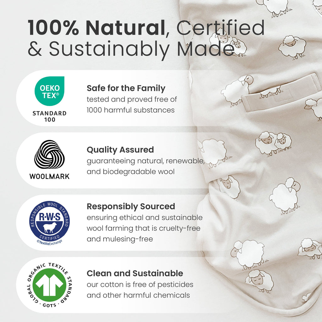 4 Season® Ultimate Baby Sleep Bag, Merino Wool & Organic Cotton, Goose