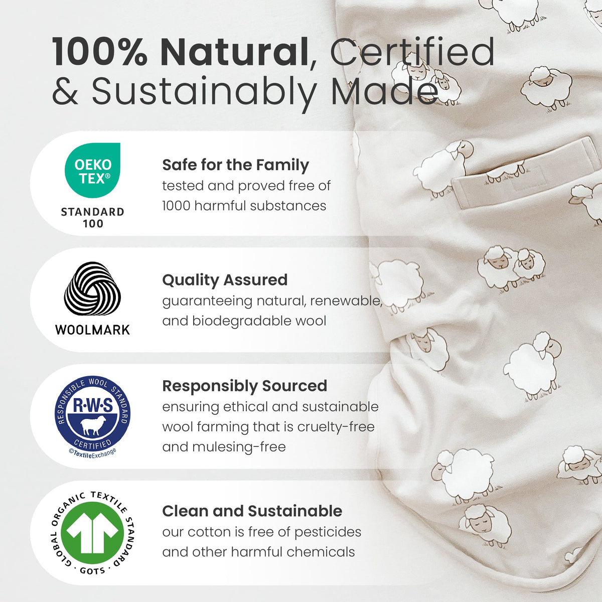4 Season® Ultimate Baby Sleep Bag, Merino Wool & Organic Cotton, Bunny