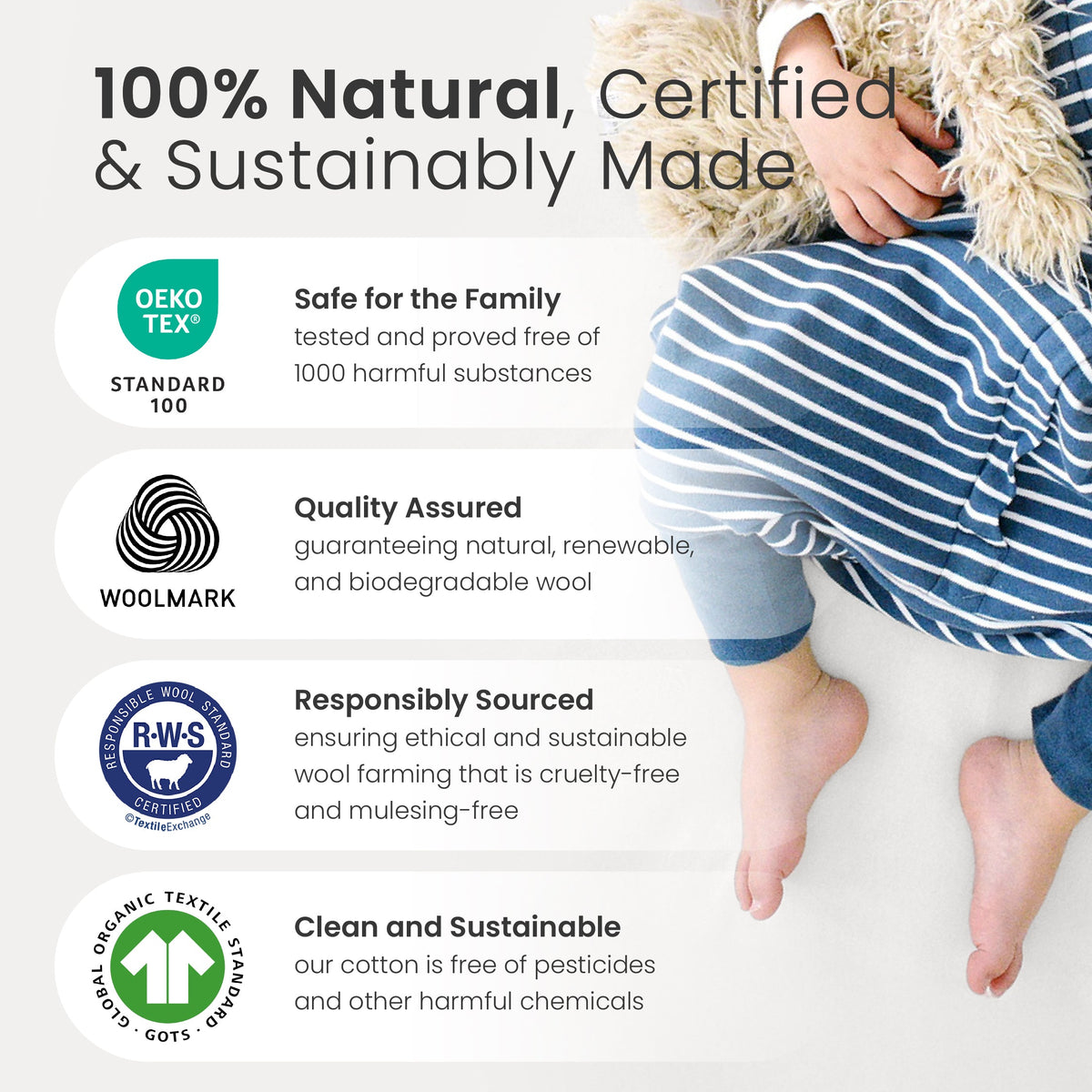 4 Season® Baby Sleep Bag with Feet, Merino Wool & Organic Cotton, Puppy