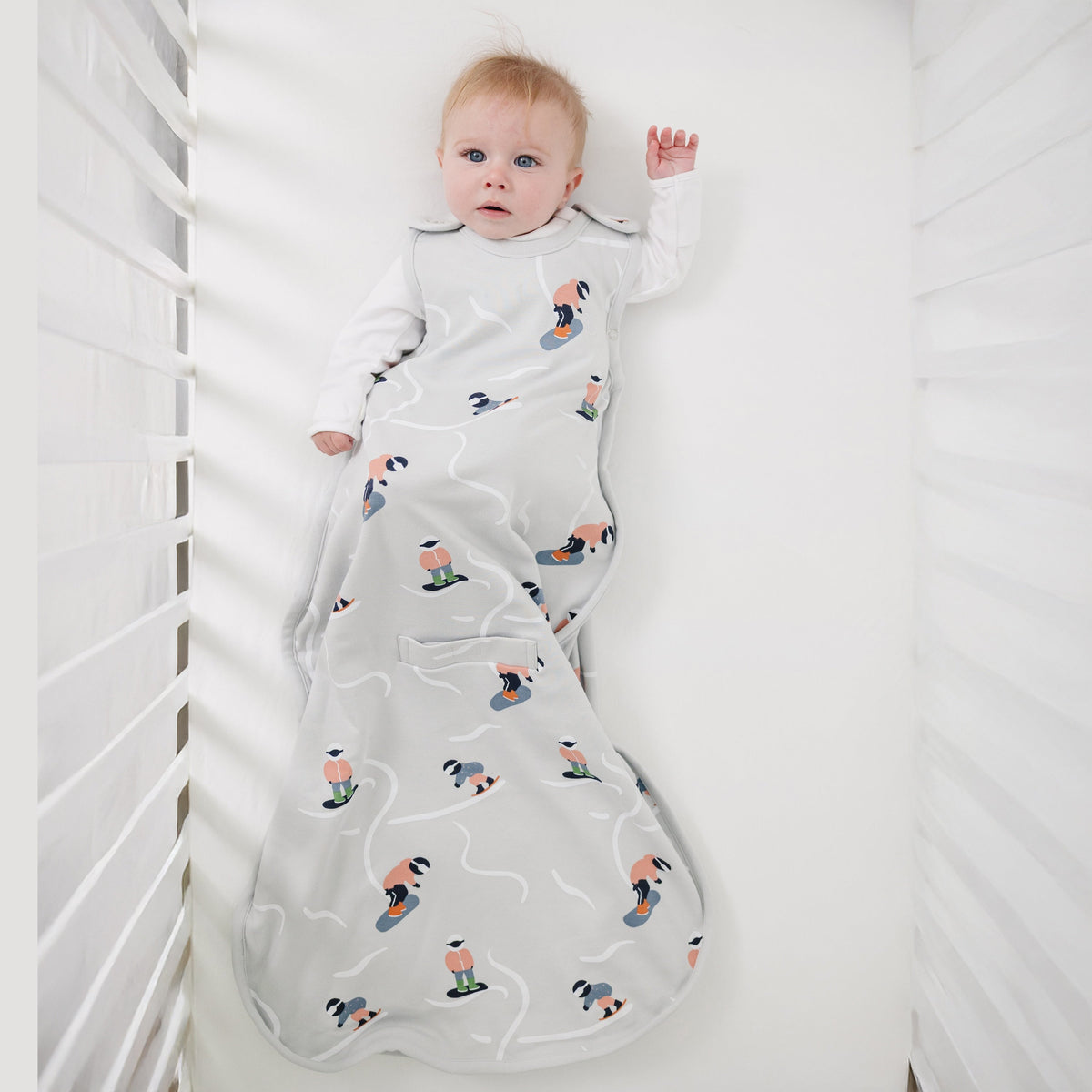 4 Season® Ultimate Baby Sleep Bag, Merino Wool & Organic Cotton, Snowboarder