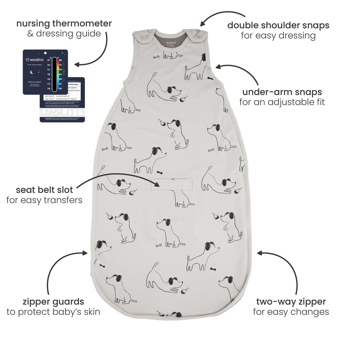 4 Season® Ultimate Baby Sleep Bag, Merino Wool & Organic Cotton, Sheep
