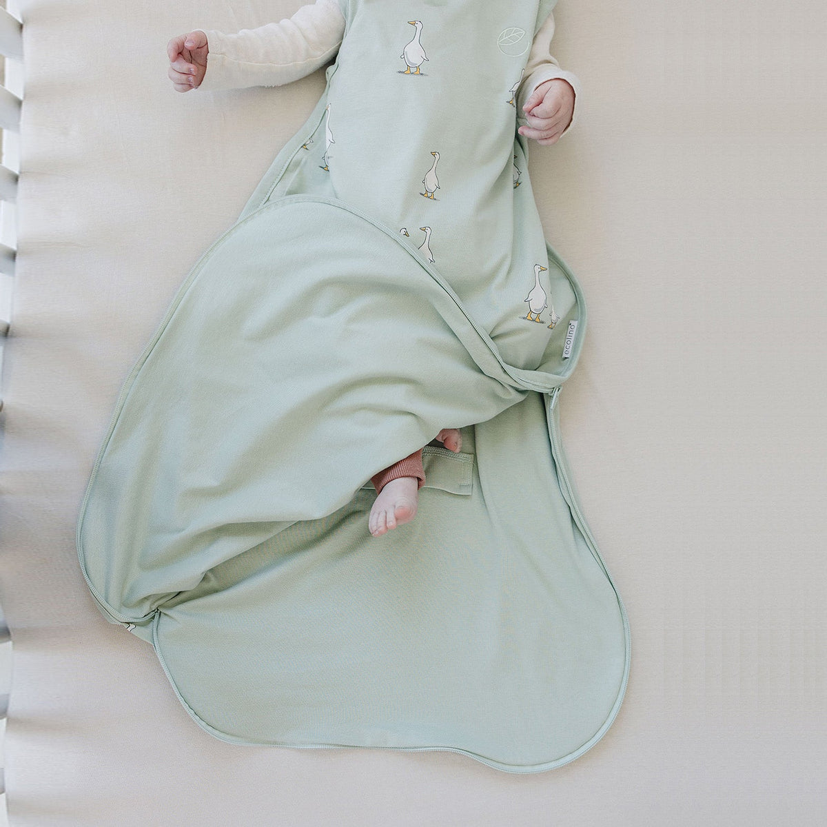 Ecolino® Adjustable Toddler Sleep Bag, Organic Cotton, Universal Size: 2 - 4 Years, Goose