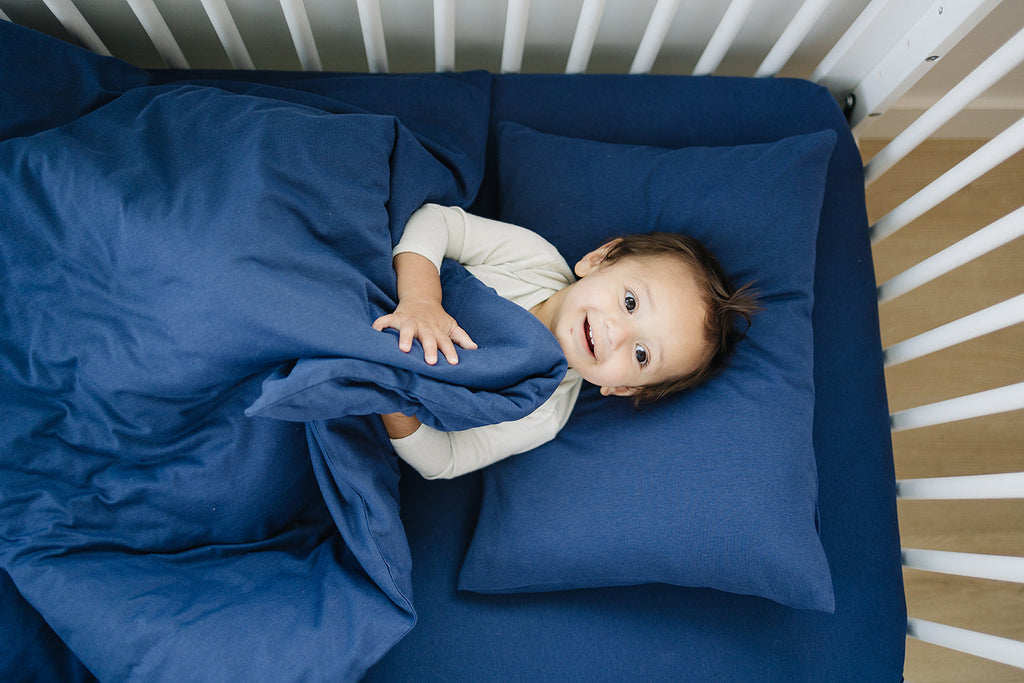 Imperfect Ecolino® Duvet Cover, 100% Organic Cotton, Crib or Toddler, Navy Blue