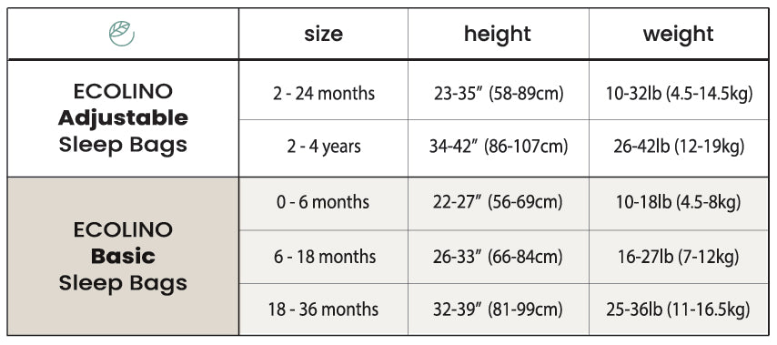 Ecolino® Organic Cotton Classic Baby Sleep Bag or Sack, Desert
