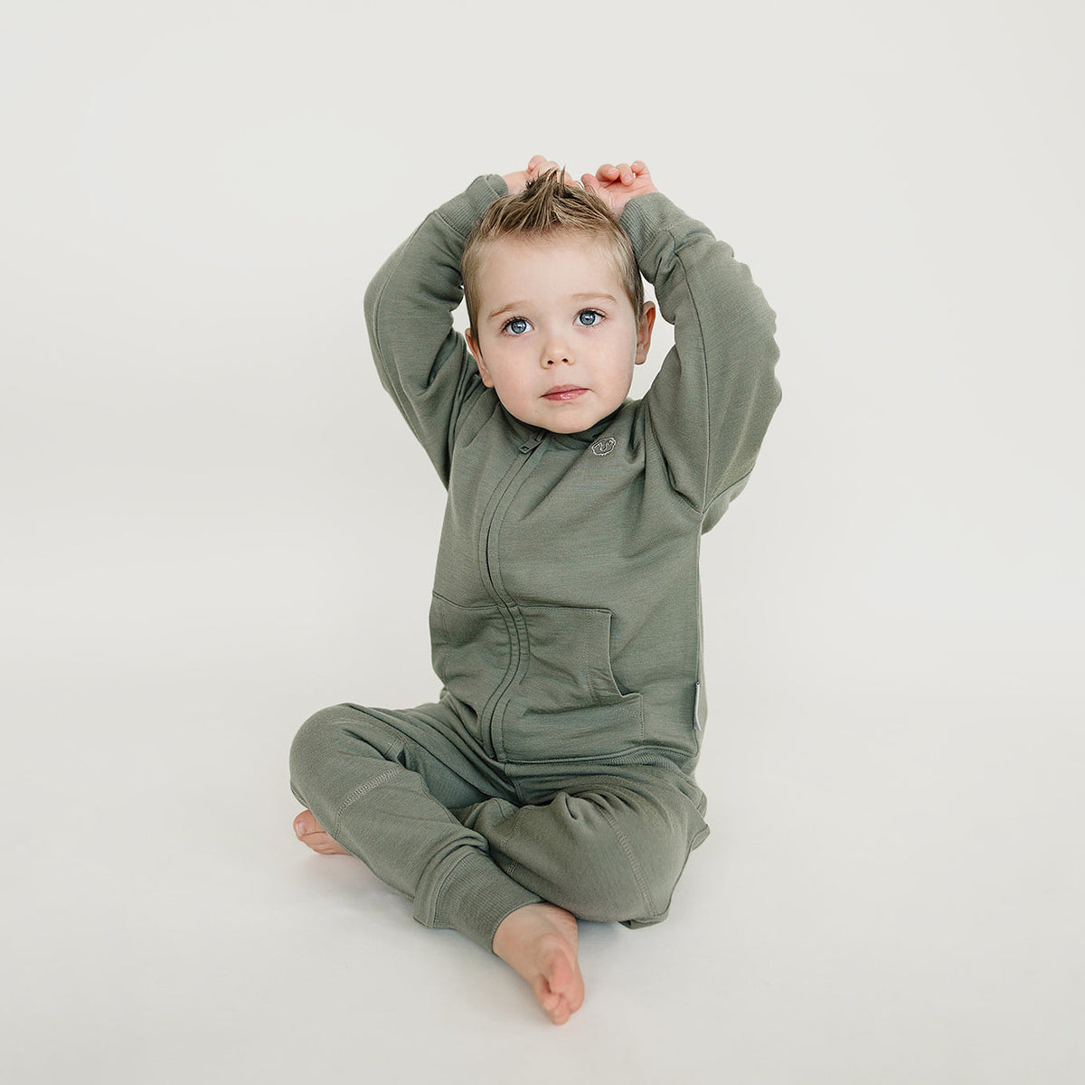 Kids Merino Wool Hoodie, Olive