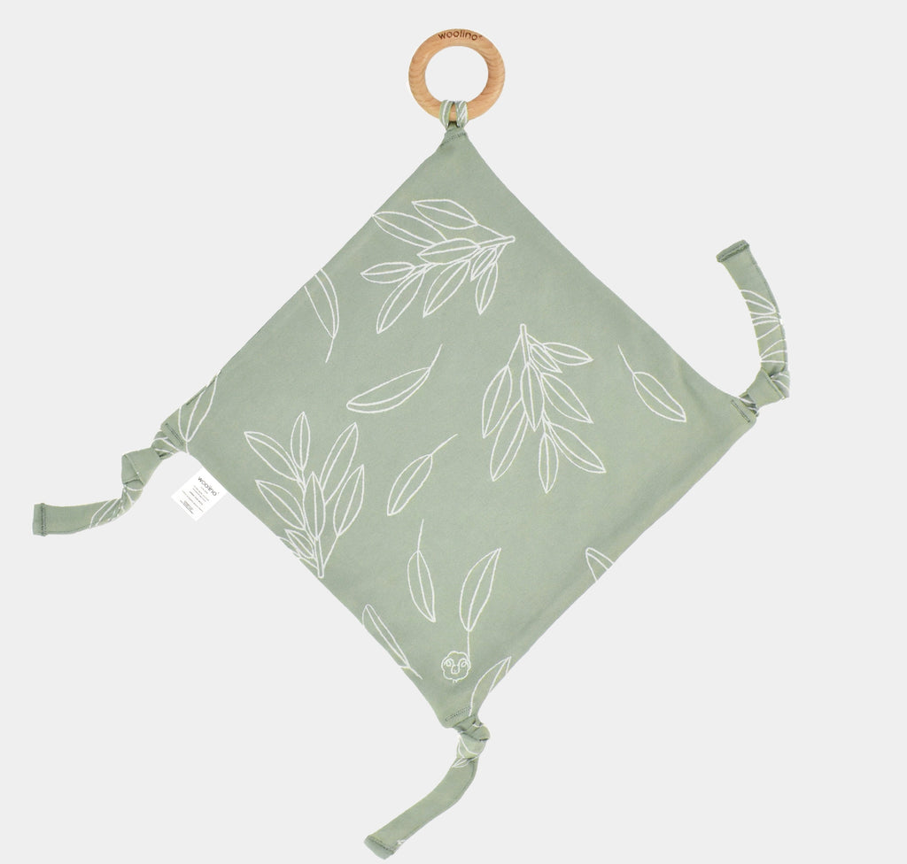 Lovey, Merino Wool and Organic Cotton with Removable Teething Ring, Sage