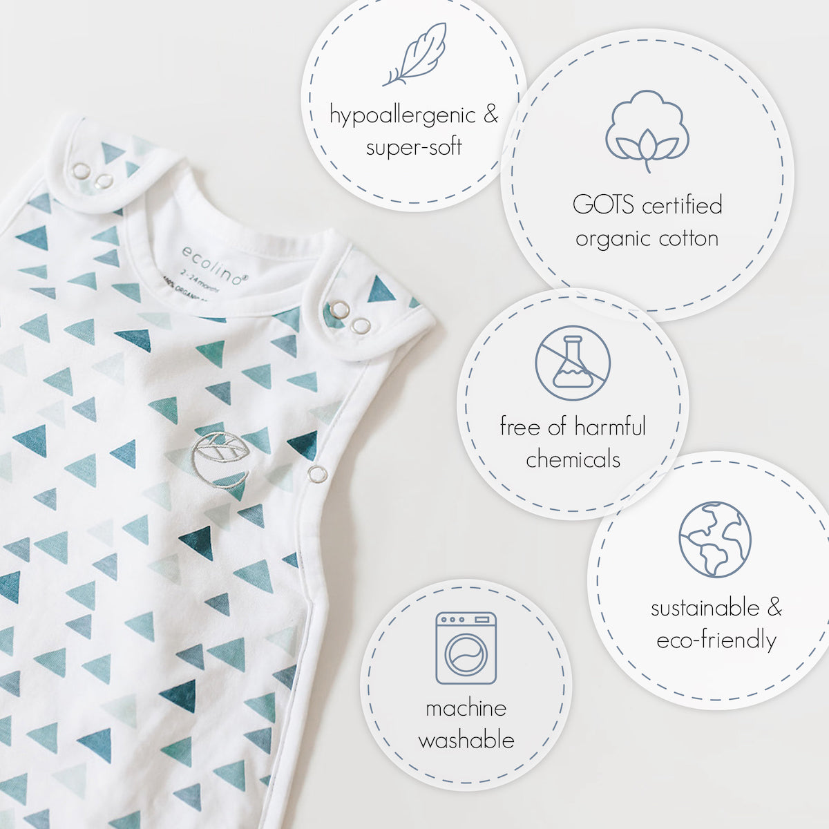 Ecolino® Adjustable Baby Sleep Bag, Organic Cotton, Universal Size: 2 Months - 2 Years, Cherry