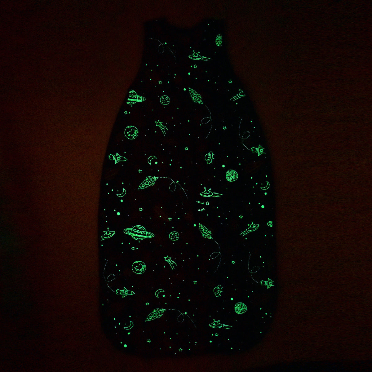 4 Season® Big Kid Sleep Bag, Merino Wool & Organic Cotton, 4 - 6 Years, Space - GLOW IN THE DARK