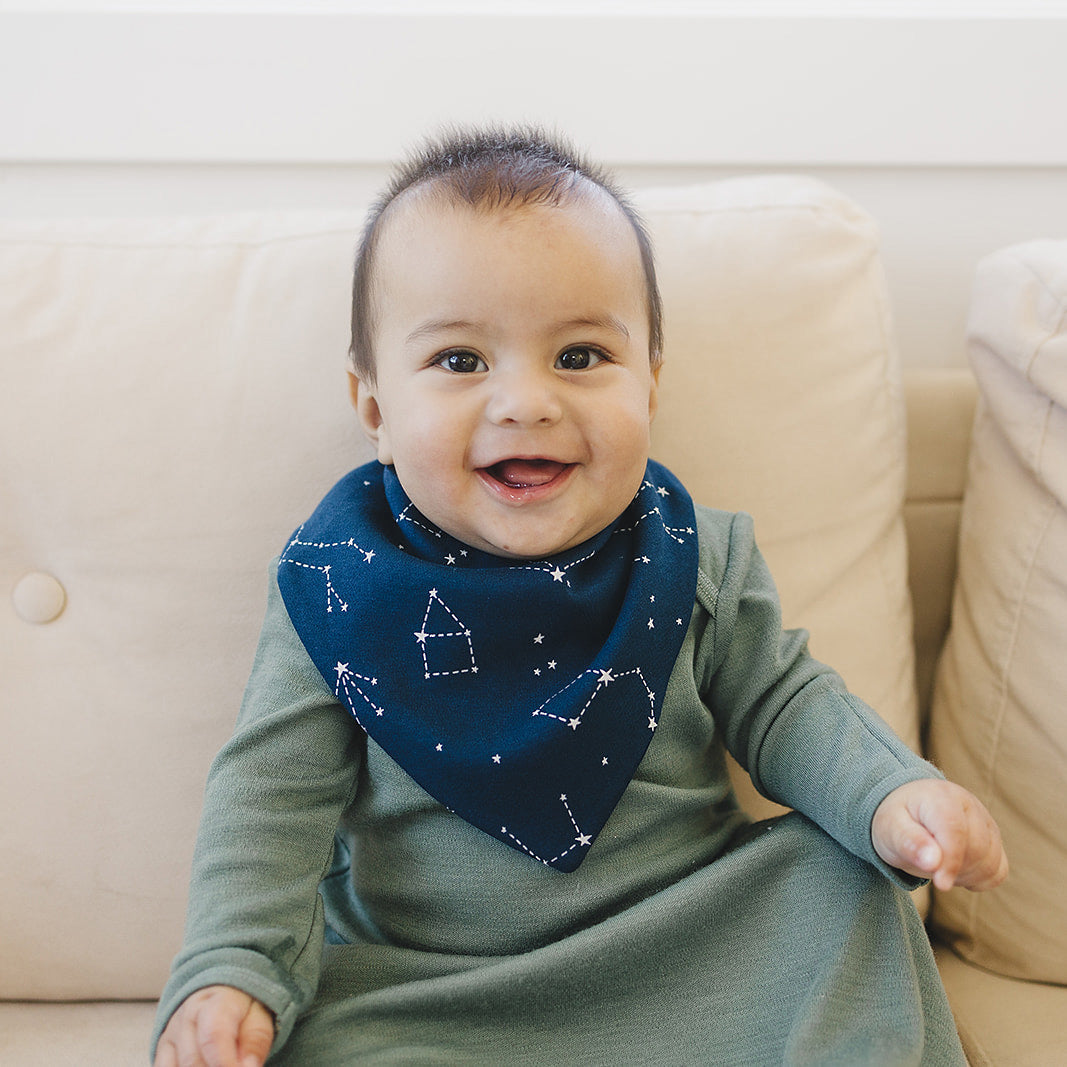 Bandana Bib Set, Merino Wool & Organic Cotton, Set of 2, Night Sky™