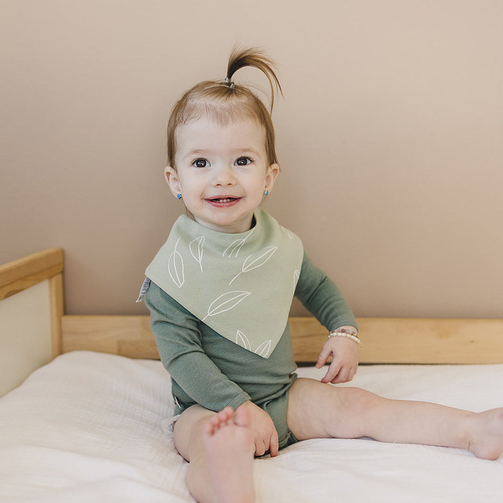 Bandana Bib Set, Merino Wool & Organic Cotton, Set of 2, Sage