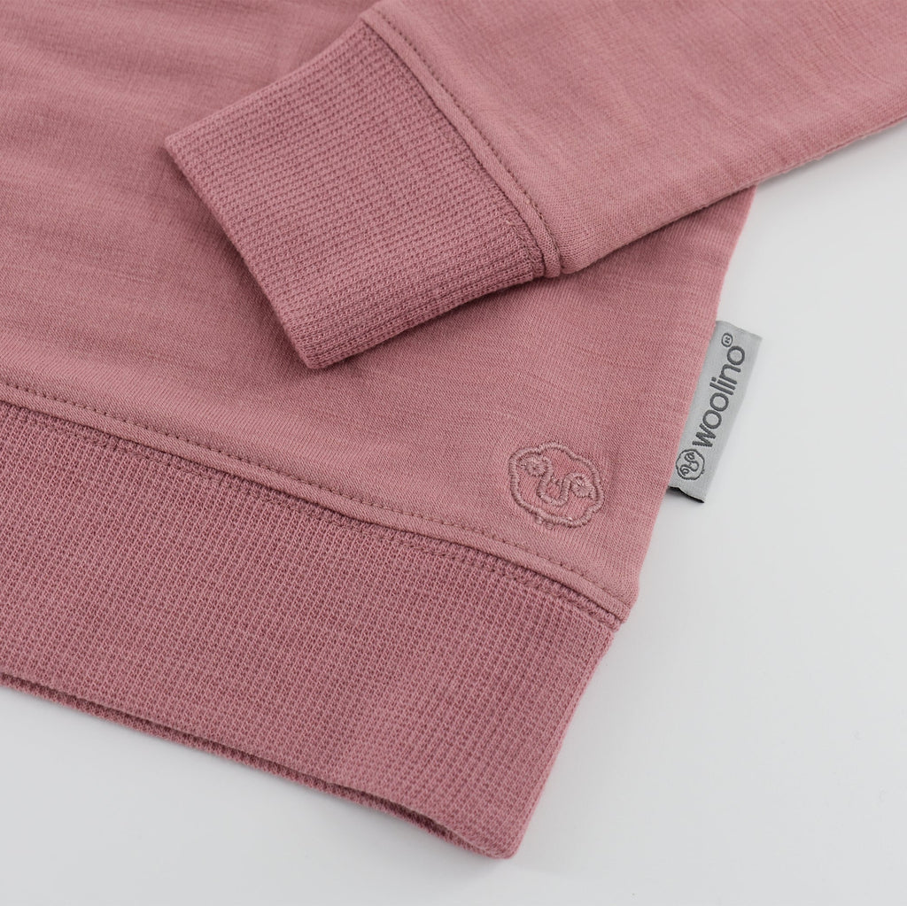 Kids Merino Wool Crew Neck Sweatshirt, Mauve Pink