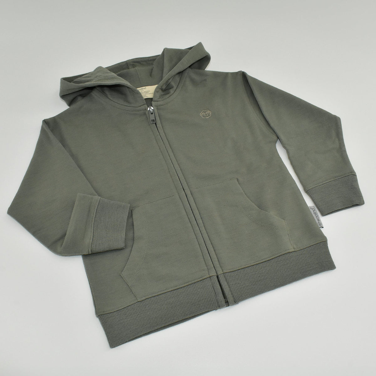Kids Merino Wool Hoodie, Olive