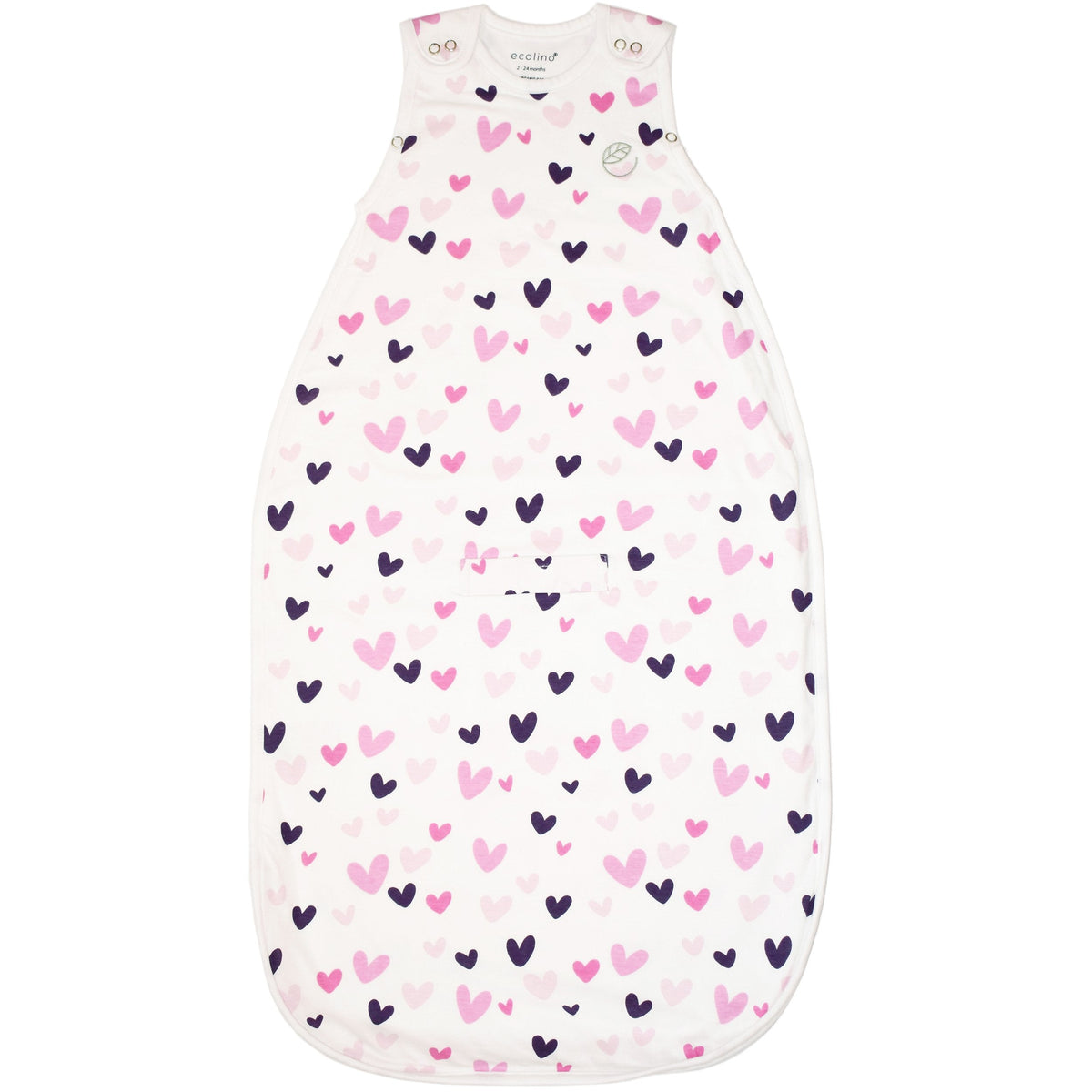 Imperfect Ecolino Adjustable Baby Sleep Bag, 100% Organic Cotton, Universal Size: 2 Months - 2 Years, Heart